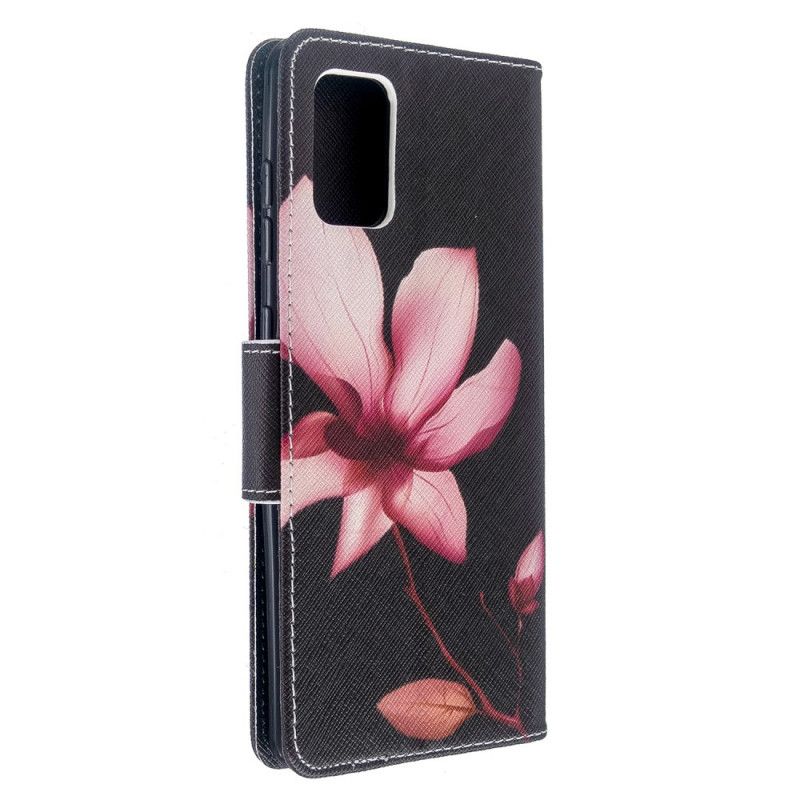 Leren Hoesje Samsung Galaxy A71 Telefoonhoesje Roze Bloem