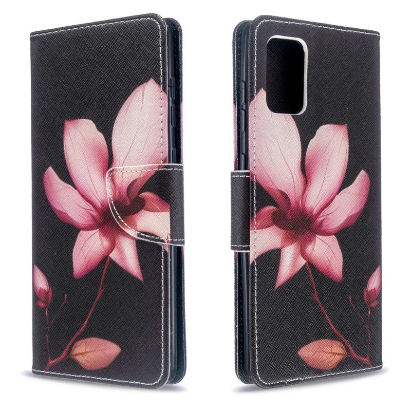 Leren Hoesje Samsung Galaxy A71 Telefoonhoesje Roze Bloem