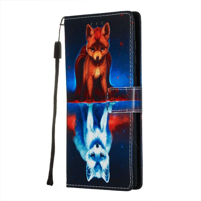 Leren Hoesje Samsung Galaxy A71 Weerspiegeling Van Julien De Hond Met String