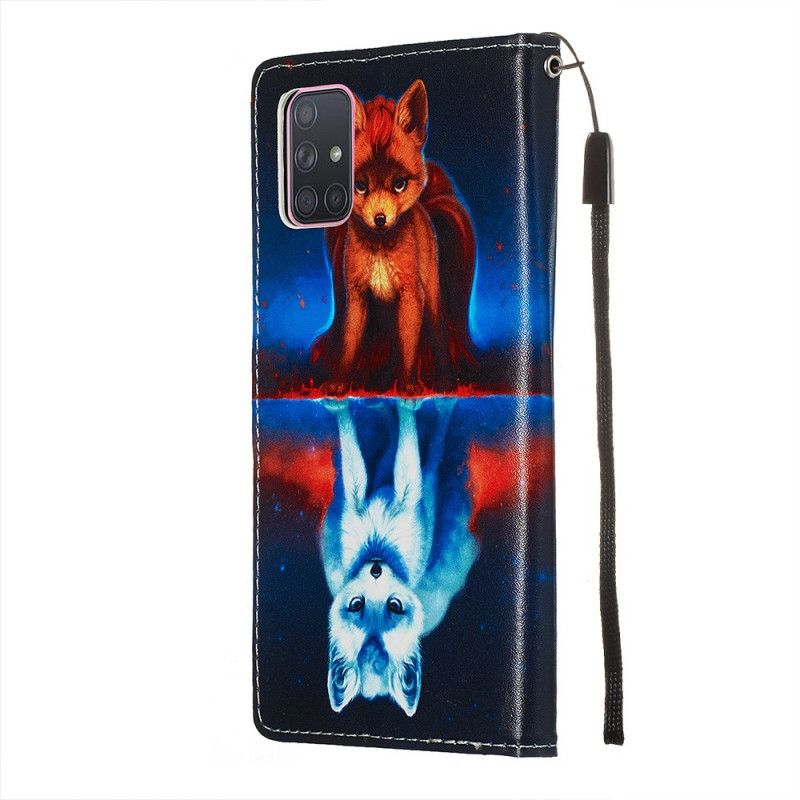 Leren Hoesje Samsung Galaxy A71 Weerspiegeling Van Julien De Hond Met String