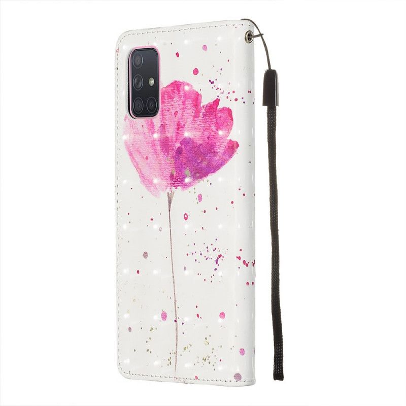 Leren Hoesje voor Samsung Galaxy A71 Aquarel Klaproos