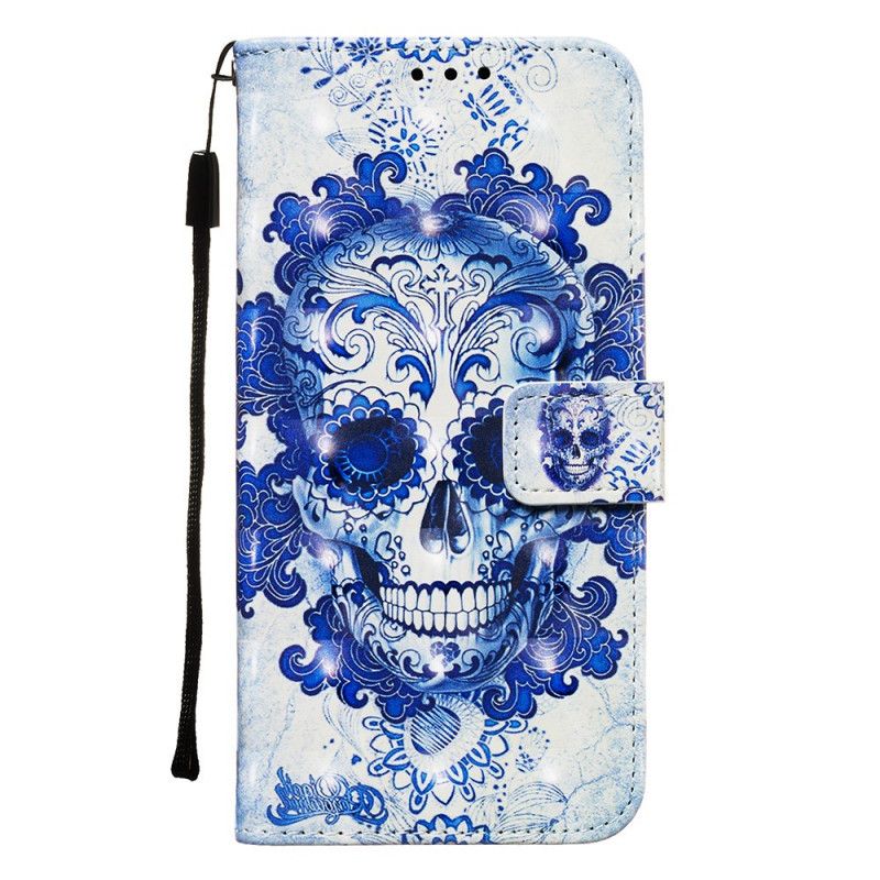 Leren Hoesje voor Samsung Galaxy A71 Blauwe Schedel