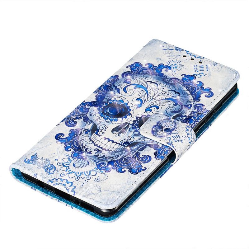 Leren Hoesje voor Samsung Galaxy A71 Blauwe Schedel