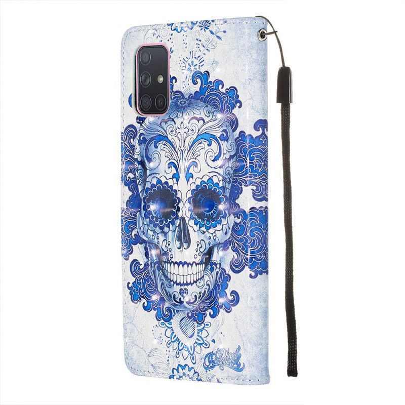 Leren Hoesje voor Samsung Galaxy A71 Blauwe Schedel