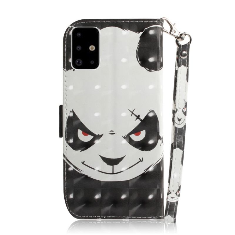 Leren Hoesje voor Samsung Galaxy A71 Boze Panda Met String