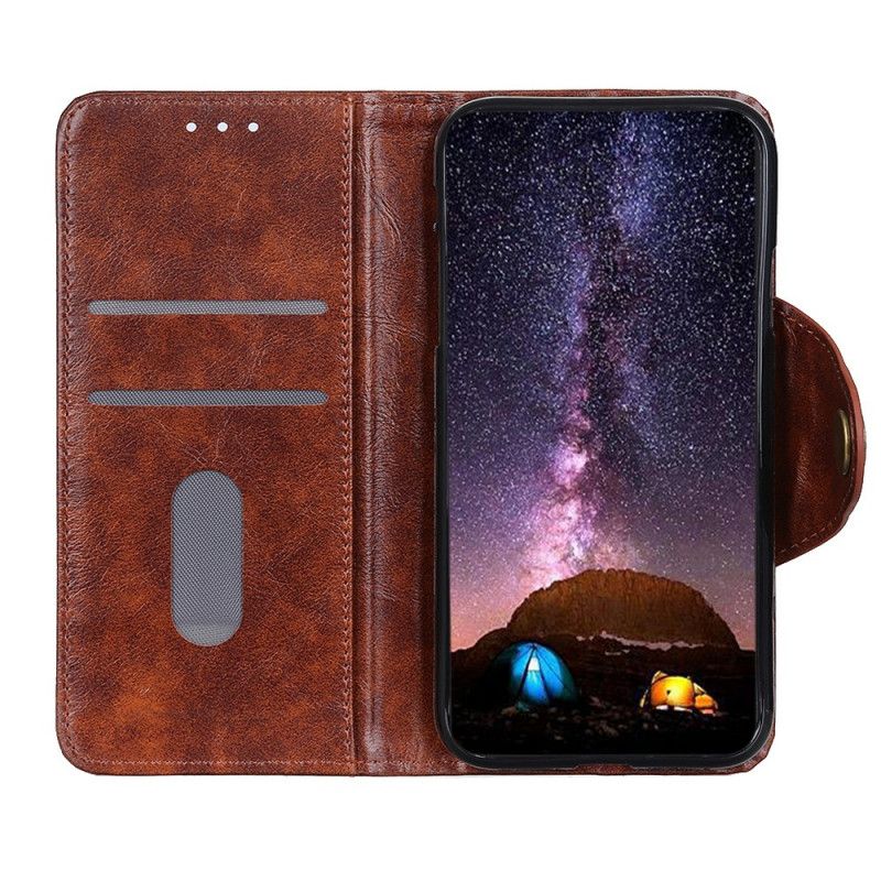 Leren Hoesje voor Samsung Galaxy A71 Donkerbruin Kunstleren Knoop Vintage