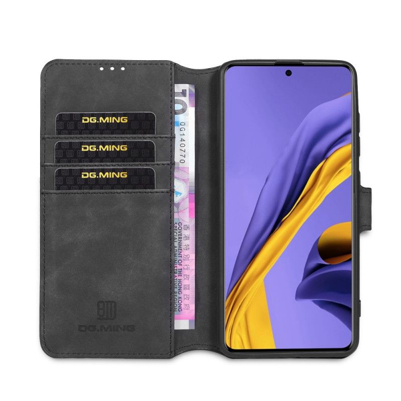 Leren Hoesje voor Samsung Galaxy A71 Grijs Zwart Retro Dg.Ming