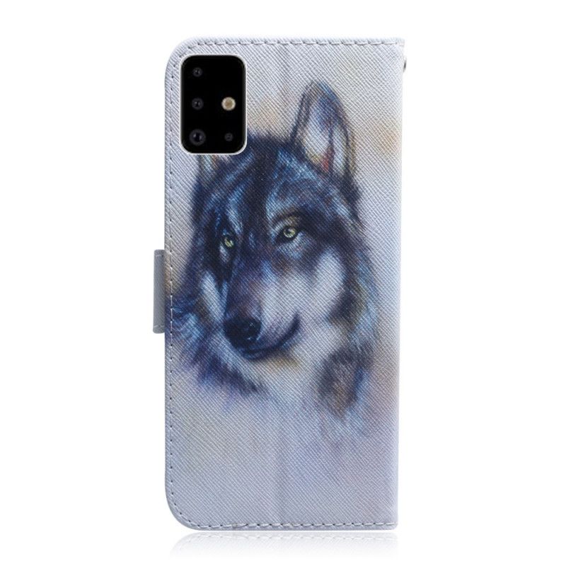 Leren Hoesje voor Samsung Galaxy A71 Honden Blik