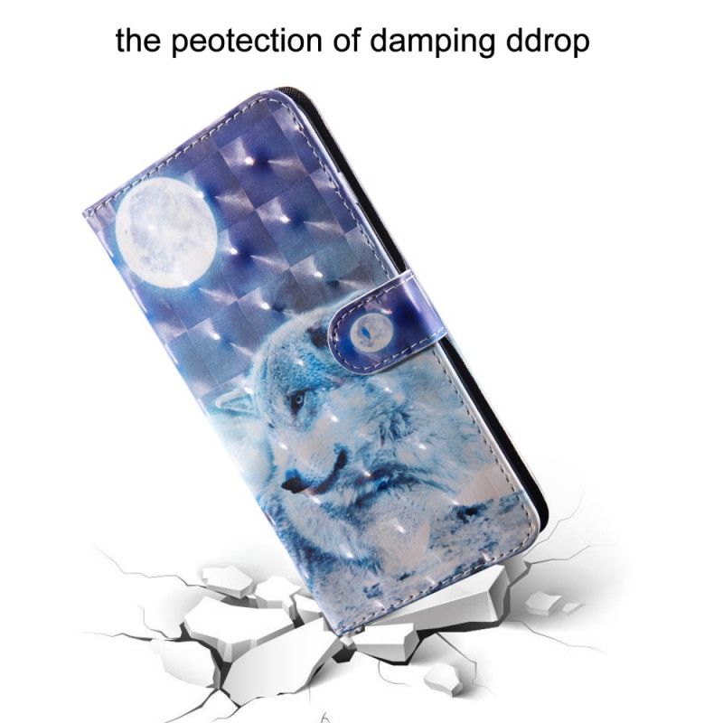 Leren Hoesje voor Samsung Galaxy A71 Maanlichtwolf