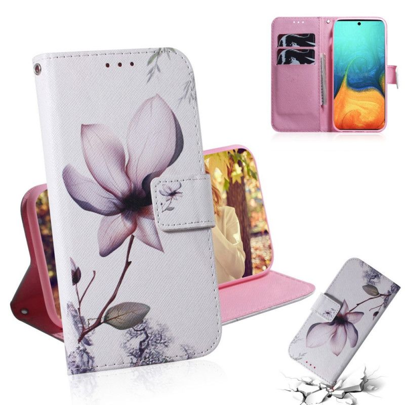 Leren Hoesje voor Samsung Galaxy A71 Oud Roze Bloem