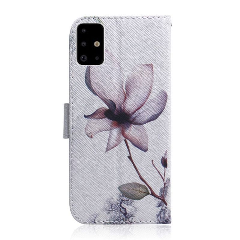 Leren Hoesje voor Samsung Galaxy A71 Oud Roze Bloem