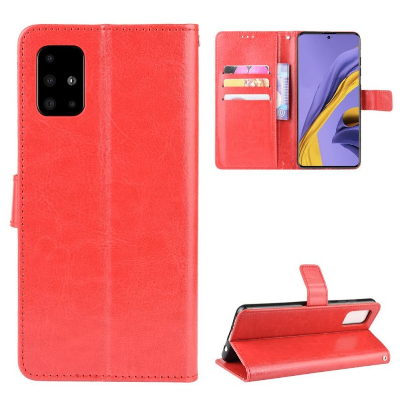 Leren Hoesje voor Samsung Galaxy A71 Rood Zwart Flitsend Kunstleer