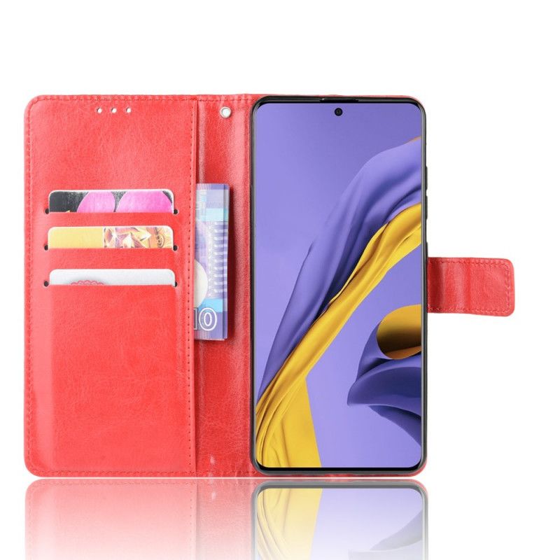 Leren Hoesje voor Samsung Galaxy A71 Rood Zwart Flitsend Kunstleer