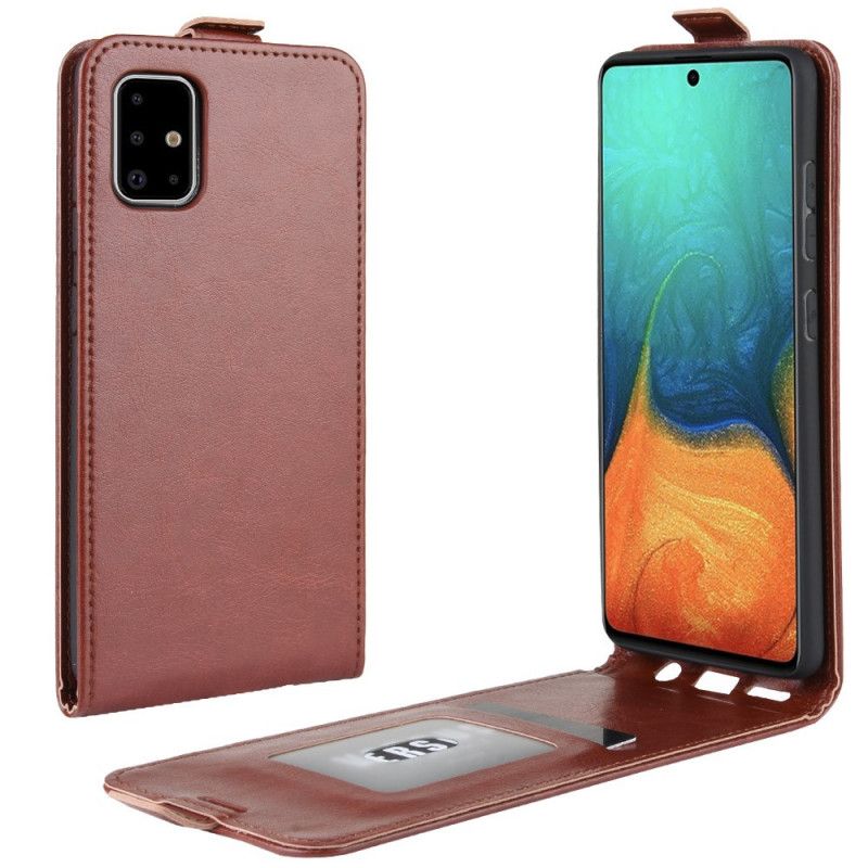 Leren Hoesje voor Samsung Galaxy A71 Wit Zwart Vouwledereffect