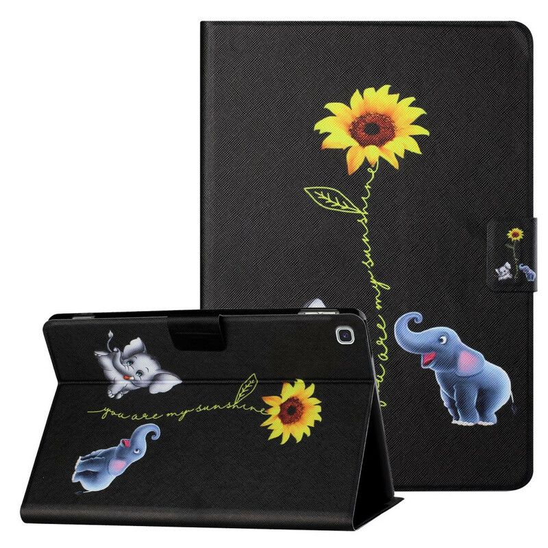 Flip Case Leren Samsung Galaxy Tab A7 Lite Zonnebloem Olifanten