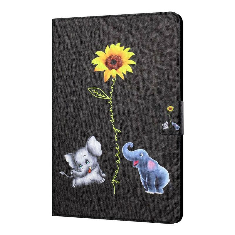 Flip Case Leren Samsung Galaxy Tab A7 Lite Zonnebloem Olifanten