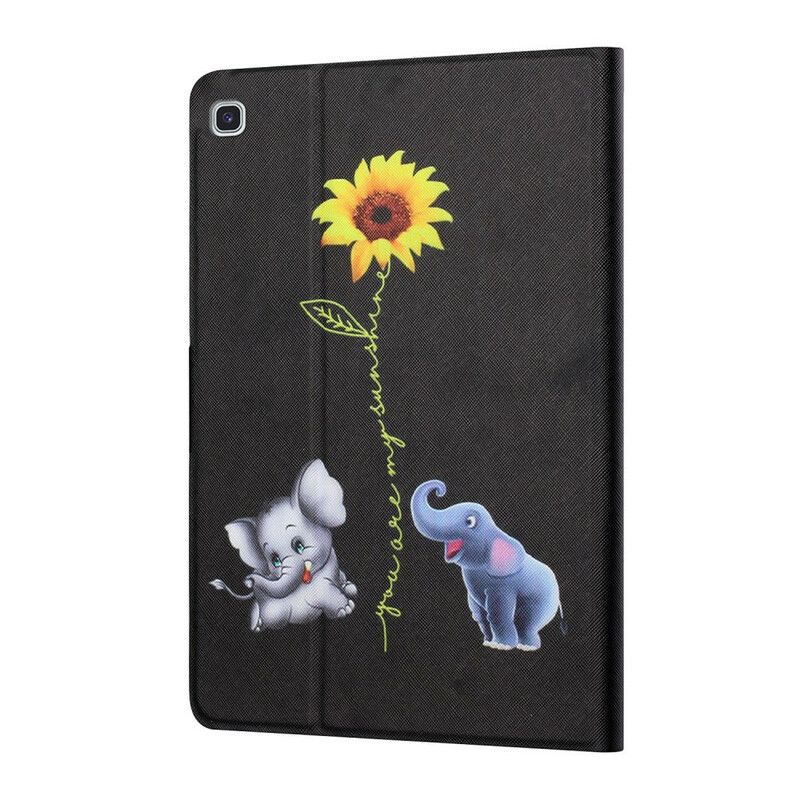 Flip Case Leren Samsung Galaxy Tab A7 Lite Zonnebloem Olifanten