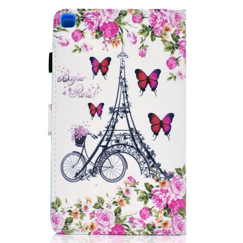 Leren Hoesje Samsung Galaxy Tab A7 Lite Eiffeltoren Fiets Bescherming Hoesje