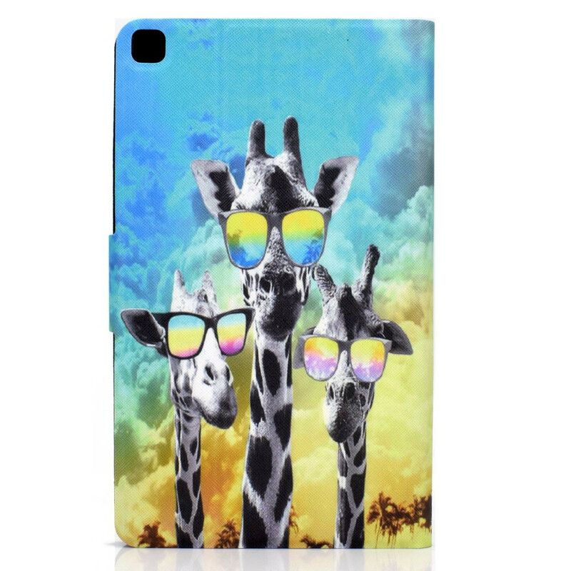 Leren Hoesje Samsung Galaxy Tab A7 Lite Funky Giraffen