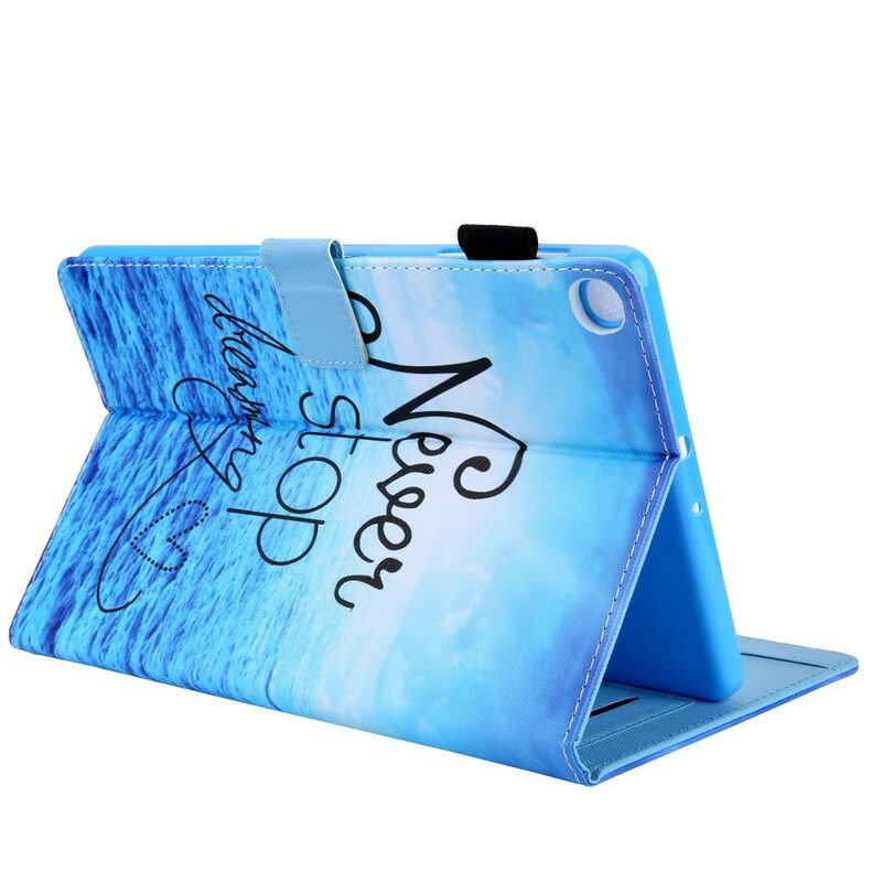 Leren Hoesje Samsung Galaxy Tab A7 Lite Stop Nooit Met Dromen Bescherming Hoesje