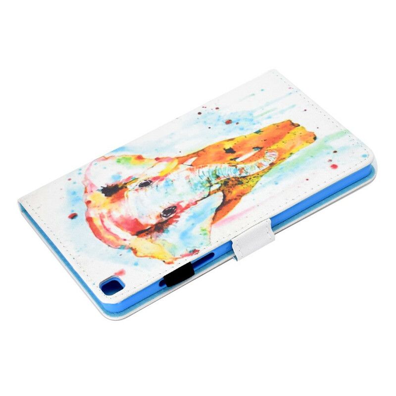 Leren Hoesje Voor Samsung Galaxy Tab A7 Lite Aquarel Olifant