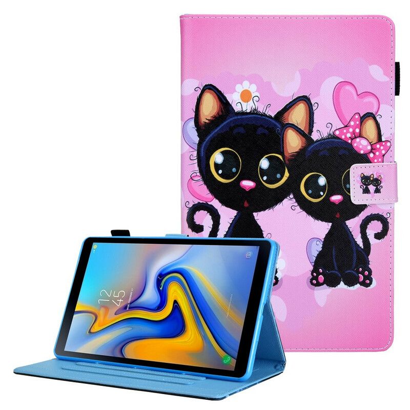 Leren Hoesje Voor Samsung Galaxy Tab A7 Lite Paar Katten