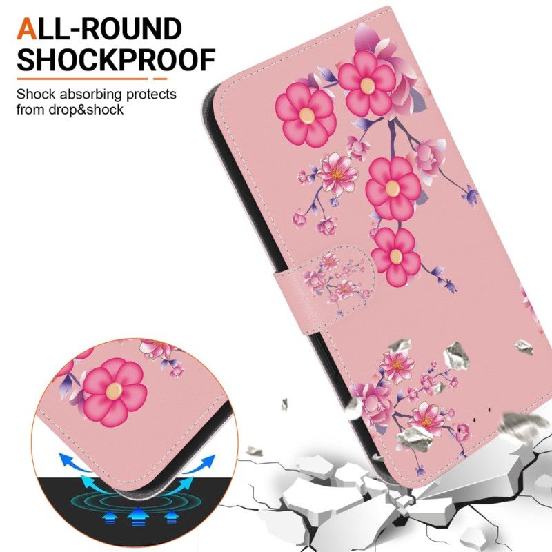 Folio-hoesje Xiaomi 14t Pro Telefoonhoesje Sakura-patroon Met Sleutelkoord