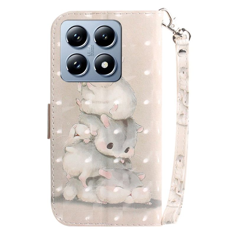 Leren Hoesje Xiaomi 14t Pro Hamsters Met Riem