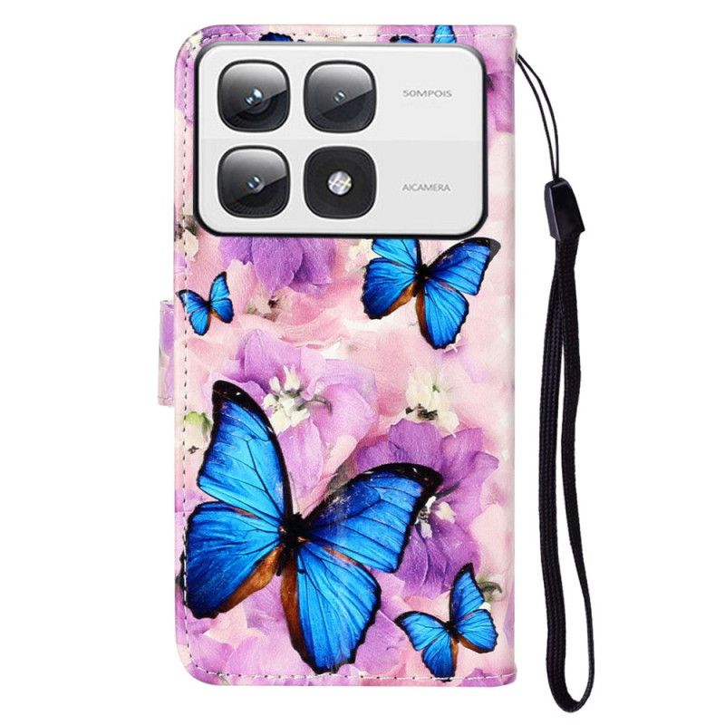 Leren Hoesje Xiaomi 14t Pro Premium Bloemen En Vlinders Bescherming Hoesje