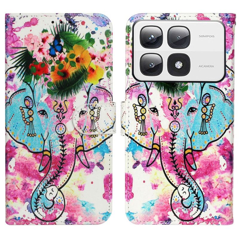 Leren Hoesje Xiaomi 14t Pro Premium Bloemenolifant