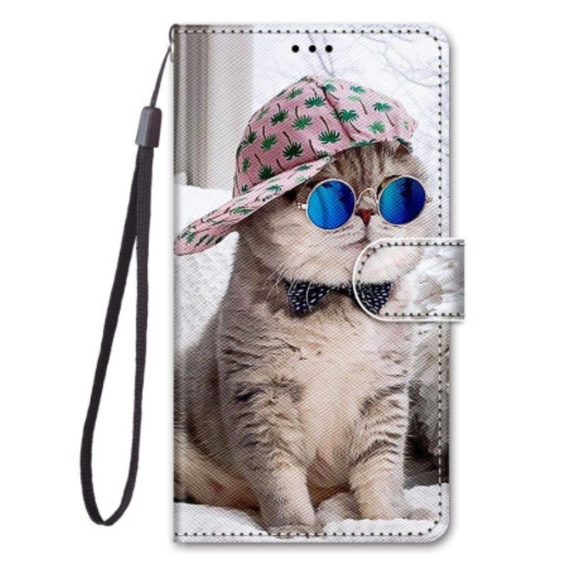 Folio-hoesje voor Sony Xperia 1 IV Met Ketting Yo Kat Met Riem