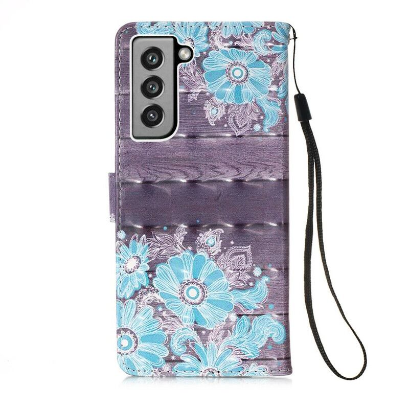 Bescherming Hoesje Samsung Galaxy S21 Fe Blauwe Bloemen