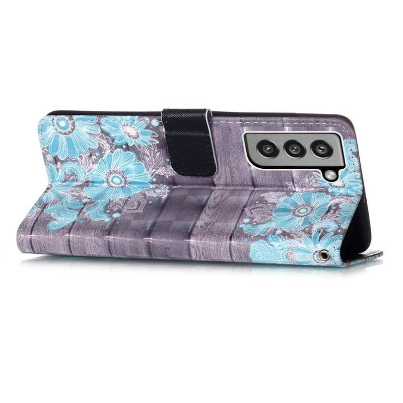 Bescherming Hoesje Samsung Galaxy S21 Fe Blauwe Bloemen