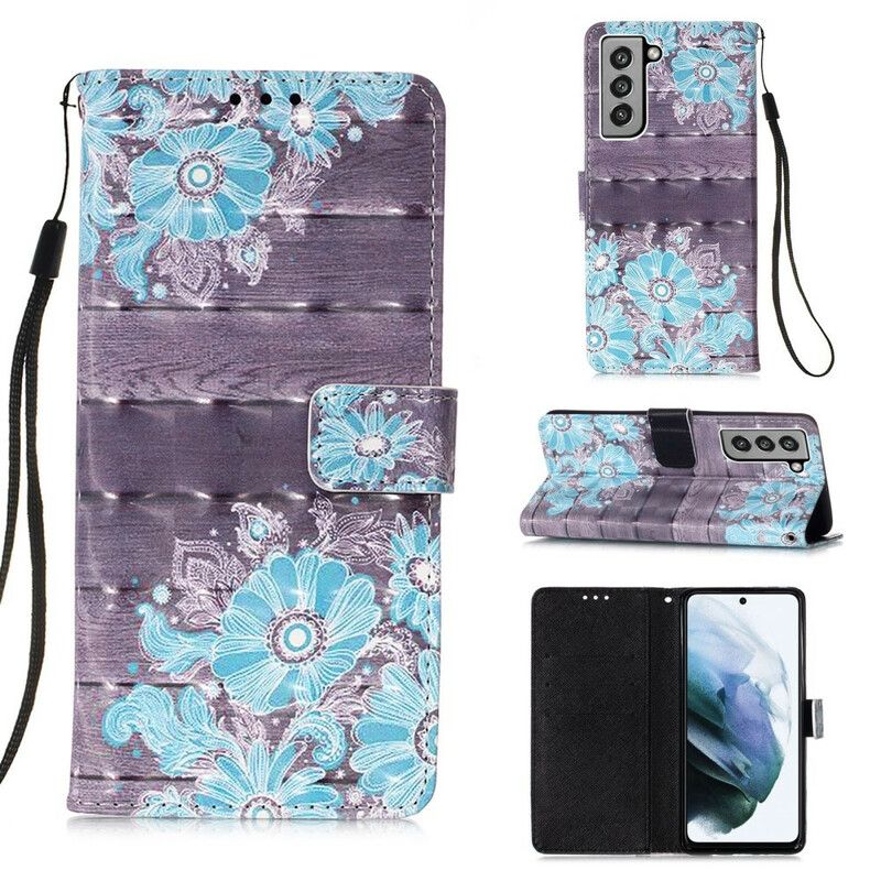 Bescherming Hoesje Samsung Galaxy S21 Fe Blauwe Bloemen