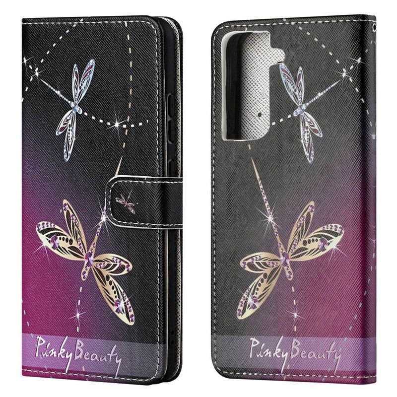 Bescherming Hoesje Samsung Galaxy S21 Fe Strappy Libellen