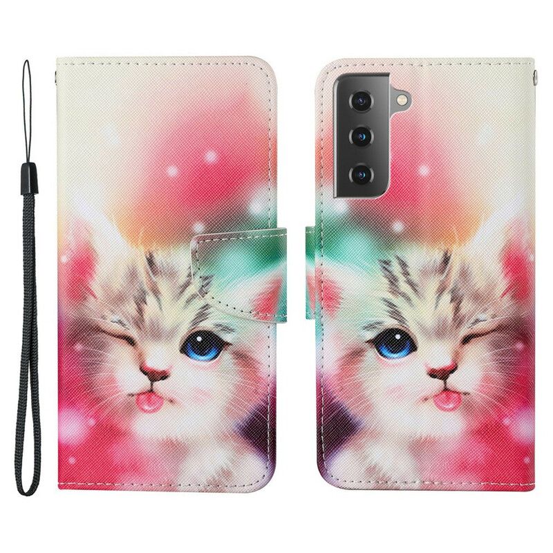 Bescherming Hoesje Samsung Galaxy S21 Fe Tales Of Cat Met Lanyard