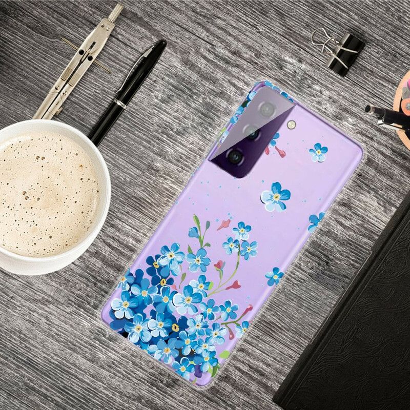 Cover Hoesje Samsung Galaxy S21 Fe Telefoonhoesje Blauwe Bloemen