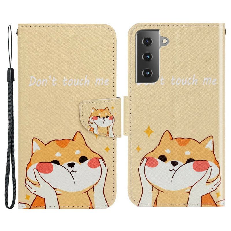 Flip Case Leren Samsung Galaxy S21 Fe Cat Don't Touch Me String