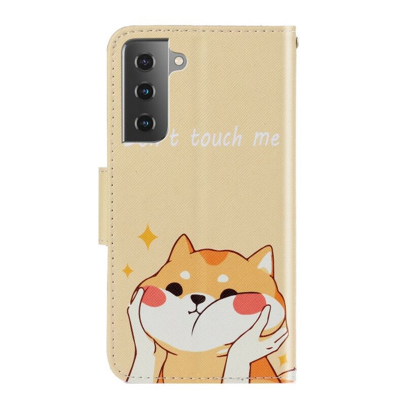 Flip Case Leren Samsung Galaxy S21 Fe Cat Don't Touch Me String