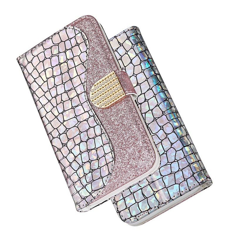 Flip Case Leren Samsung Galaxy S21 Fe Krokodil Diamanten