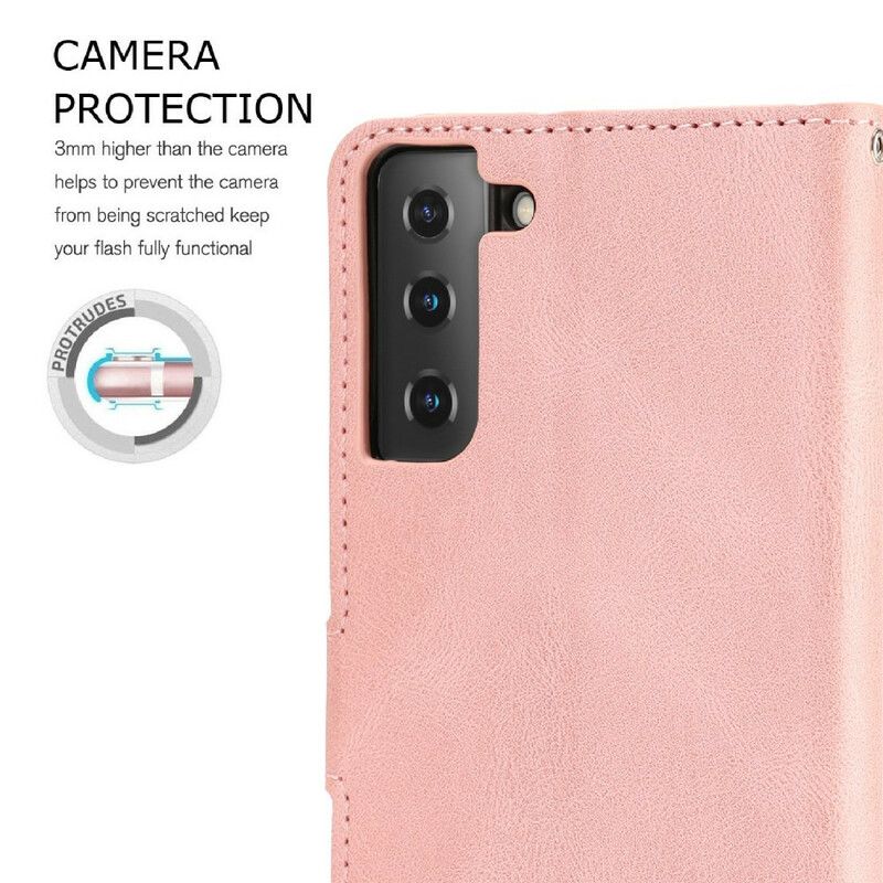 Flip Case Leren Samsung Galaxy S21 Fe Lederen Band Met Effect