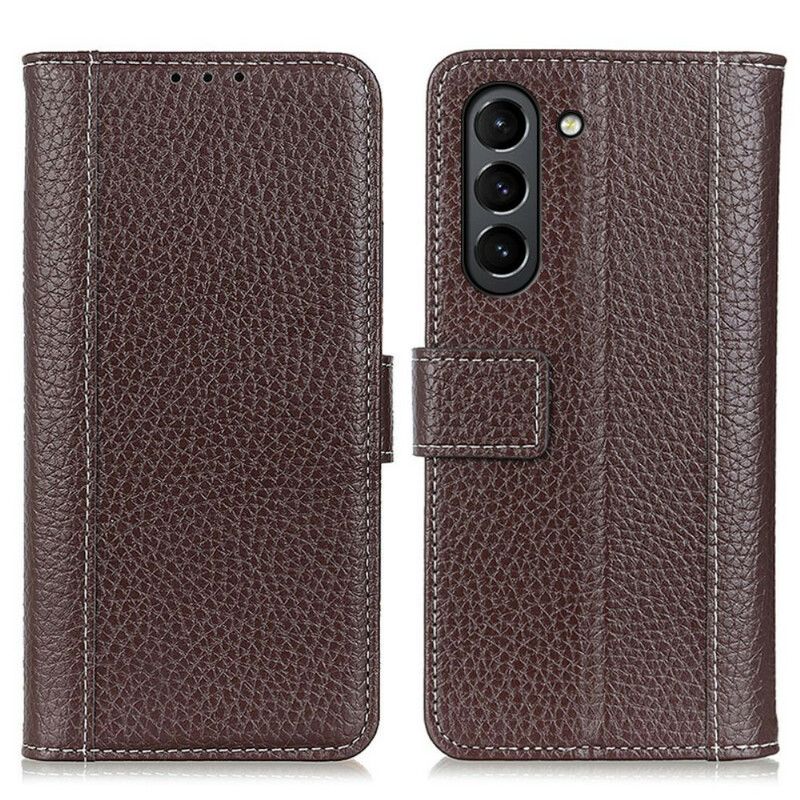 Flip Case Leren Samsung Galaxy S21 Fe Litchi Leder Effect Naden