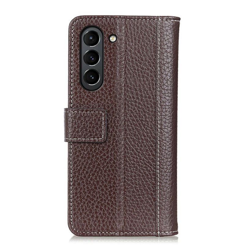 Flip Case Leren Samsung Galaxy S21 Fe Litchi Leder Effect Naden