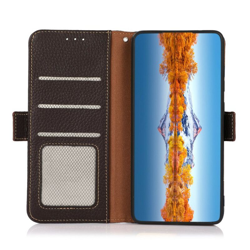 Flip Case Leren Samsung Galaxy S21 Fe Litchi Leder Khazneh Rfid