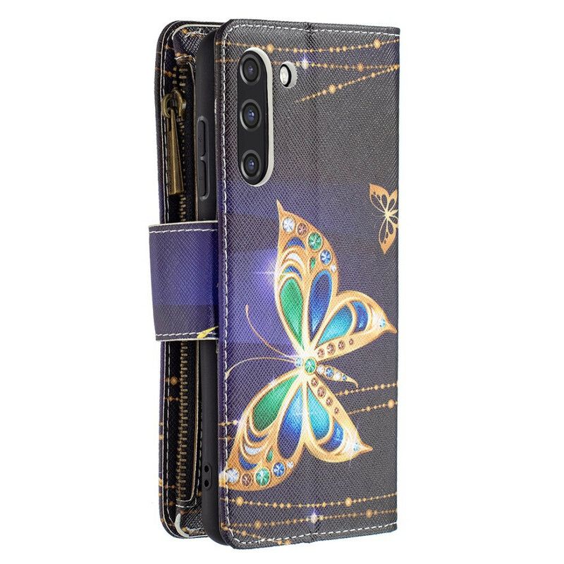 Flip Case Leren Samsung Galaxy S21 Fe Vlinderzak Met Rits