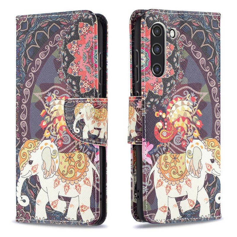 Folio-hoesje Samsung Galaxy S21 Fe Mandala Etnische Olifanten