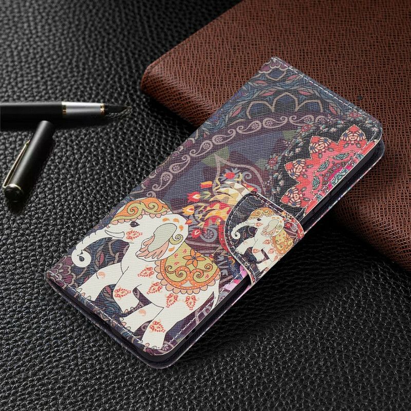 Folio-hoesje Samsung Galaxy S21 Fe Mandala Etnische Olifanten