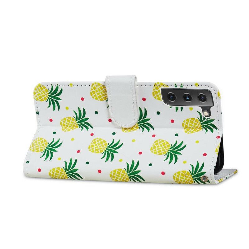 Folio-hoesje Samsung Galaxy S21 Fe Meerdere Ananas