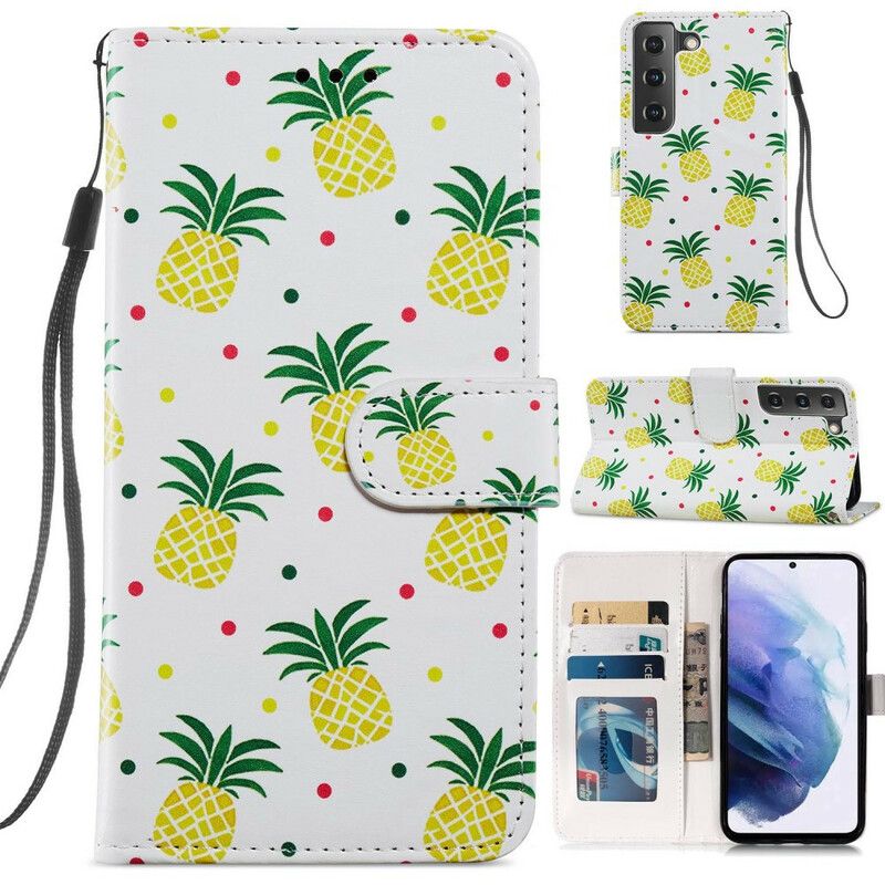 Folio-hoesje Samsung Galaxy S21 Fe Meerdere Ananas