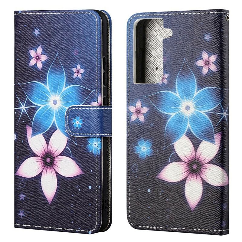 Folio-hoesje Samsung Galaxy S21 Fe Telefoonhoesje Lunar Strappy Flowers